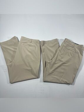 IZOD Golf Pants 42x30 Khaki Stretch Flat Front Lot 2 Mens Performance